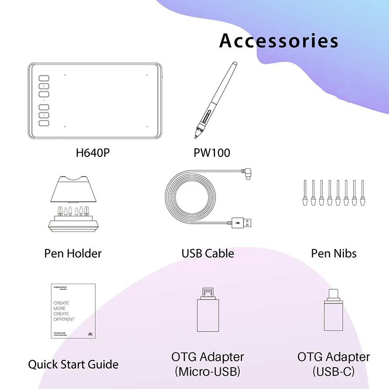 HUION Inspiroy H640P без аккумулятора цифровые планшеты для рисования графический планшет с 8192 уровнями давления стилус с OTG подарок
