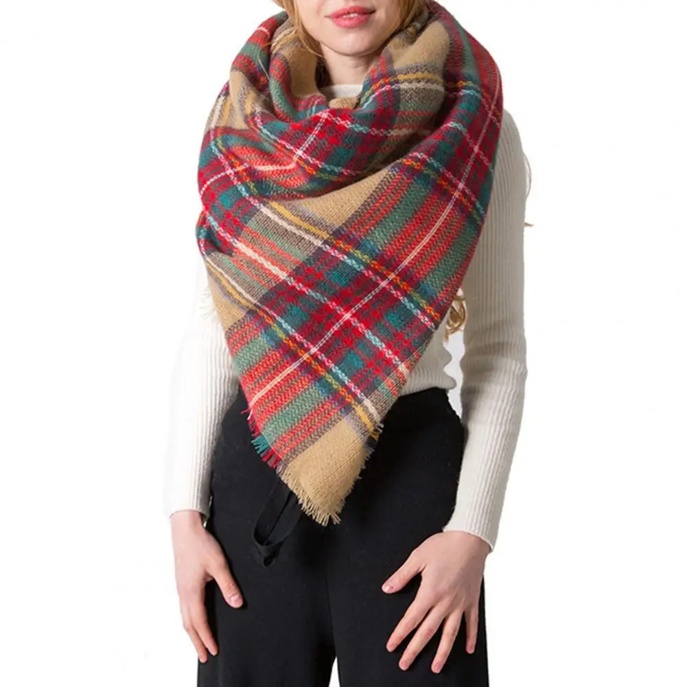 

Осенне-зимний двухсторонний разноцветный квадратный шарф из искусственного кашемира в клетку Женская шаль аксессуары для одежды