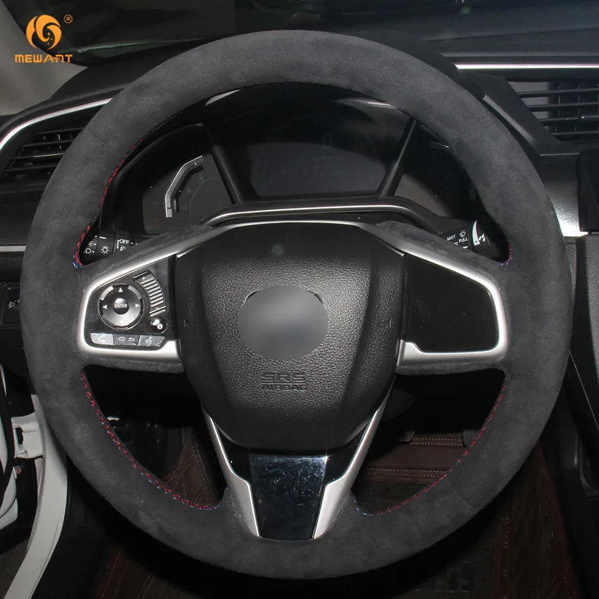 MEWANT черный замшевый чехол рулевого колеса автомобиля для Honda Civic 10 2016 2017 2018 CRV CR V