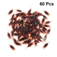 60pcs fake roach simulation cockroaches prank novelty plastic cockroach bugs look real for halloween brown