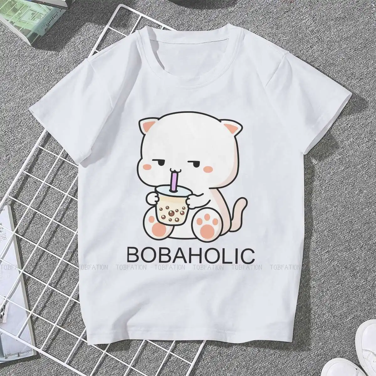 

Bobaholic Loves Boba Classic Women Tshirts Bubble Tea Lover Grunge Vintage Female Clothing Plus size Cotton Graphic Streetwear