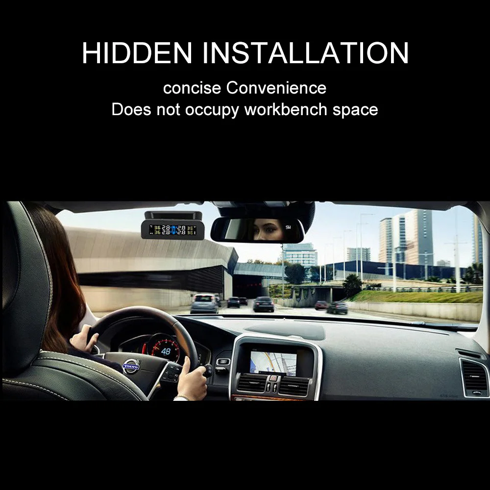 

Smart Car TPMS Tyre Pressure Monitoring System Auto Security Alarm Tyre Pressure With 4 External Sensors Temperature Warning