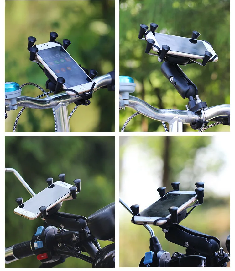 

360 Degree Motorbike Handlebar Clip Stand Mount Cell Phone Holder Bracket Universal Motor Rear View Mirror Phone GPS Holder