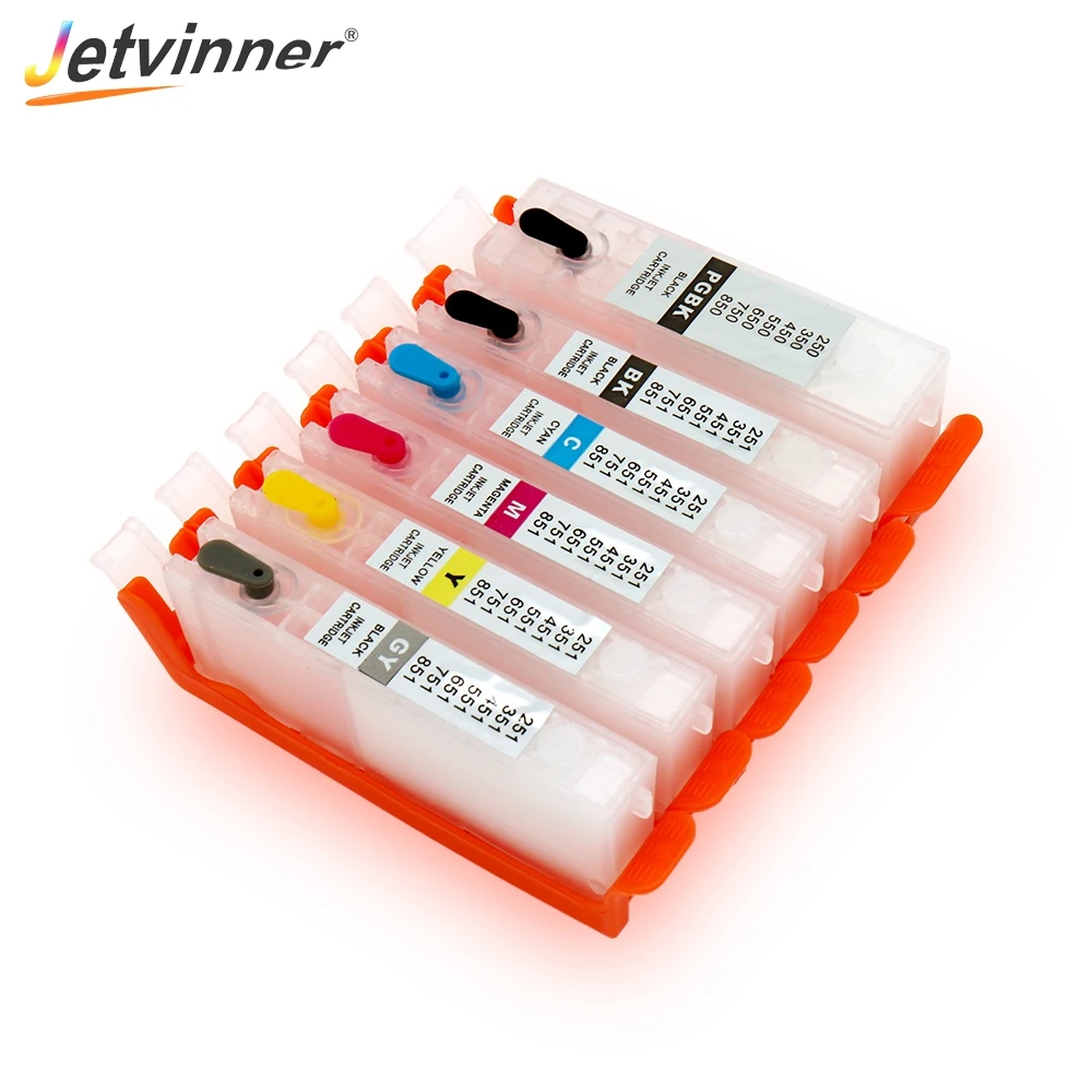 Jetvinner 6-цветный для 650 651 PGI650 CLI651 многоразовый картридж с чипами ARC принтера Canon PIXMA
