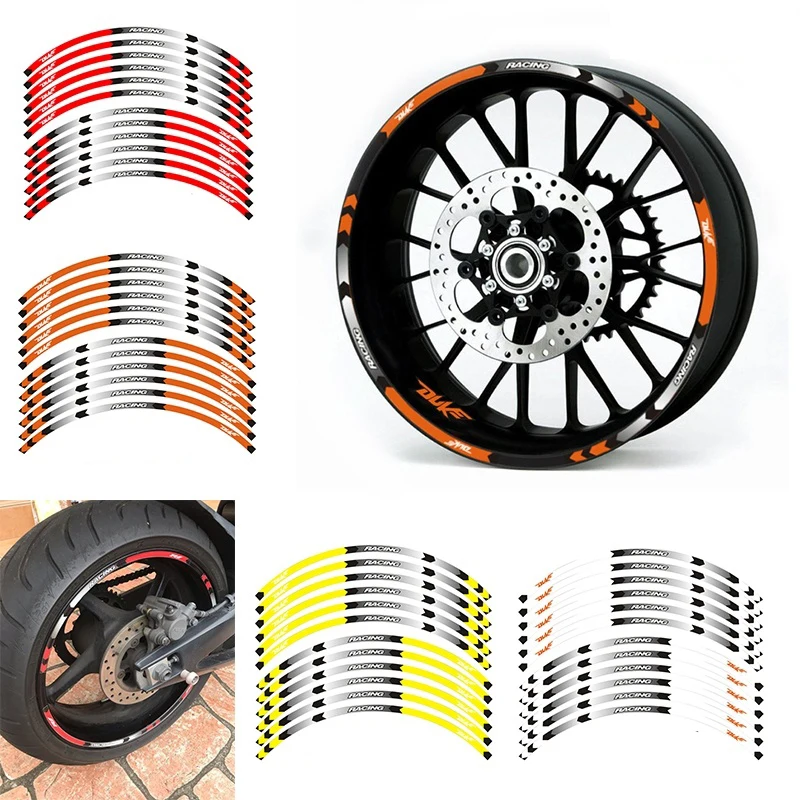 12 шт./компл. подходит колеса мотоцикла Стикеры полосой Светоотражающие Обода для