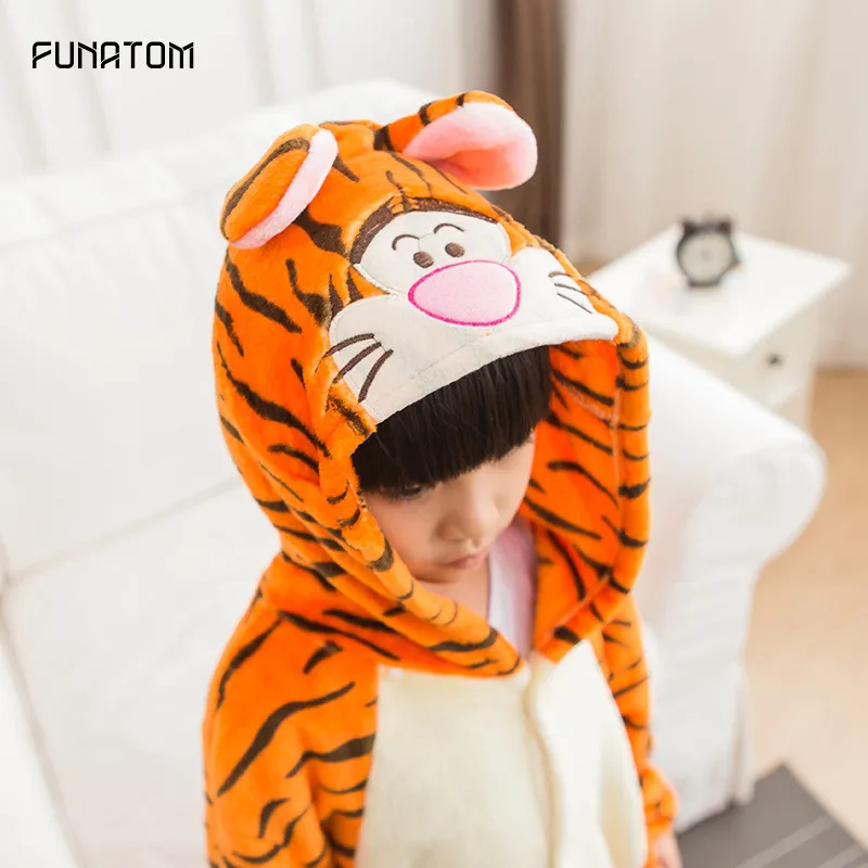 Детская Тигровая Пижама одежда для сна мальчиков и девочек пижама забавный