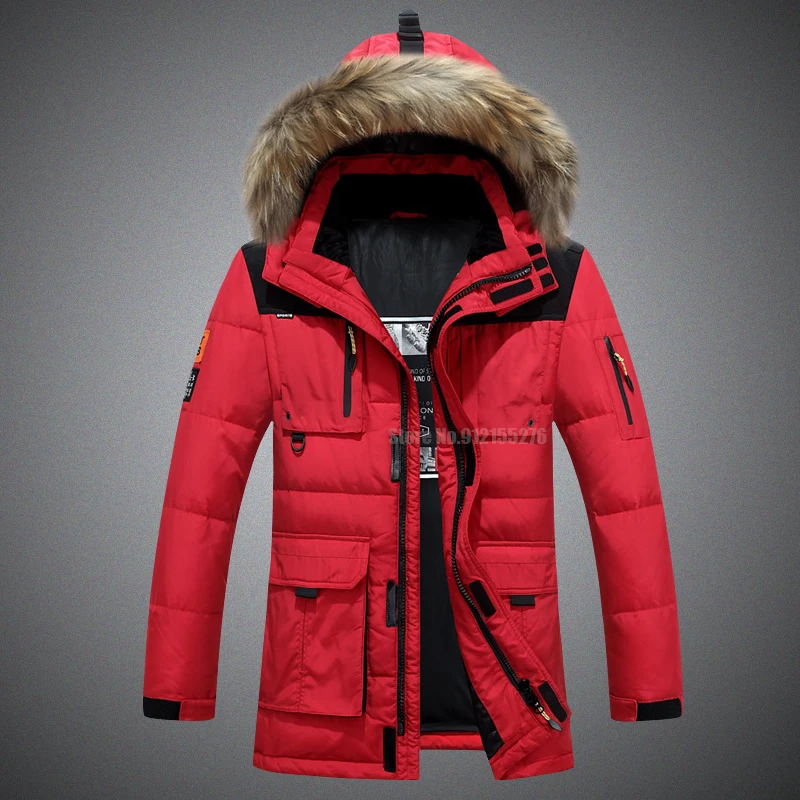 

Парка мужская пуховая на белом утином пуху, с капюшоном, до-30 градусов