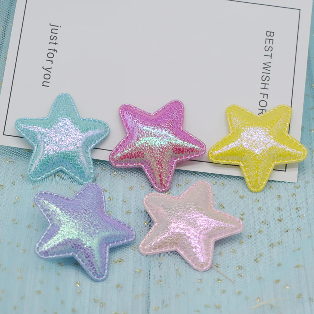 

30Pcs Glitter Shiny PU Star Padded Patches For Baby Girls Hair Accessories Appliques For DIY Clothes Crafts BB Clips Ornament