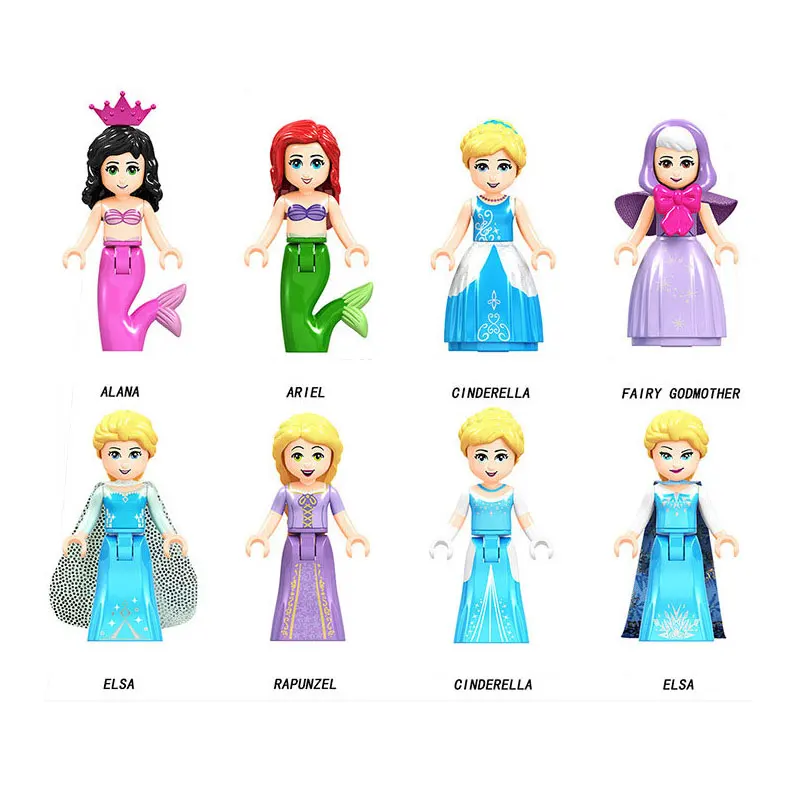 Disney Frozen Friends Анна Эльза Ариэль Золушка Принцесса строительные блоки игрушки для
