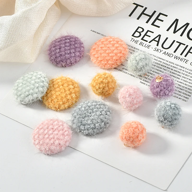 Осень и зима Ананасовый Узор норка как плед мяч плоский низ Кнопка DIY серьги