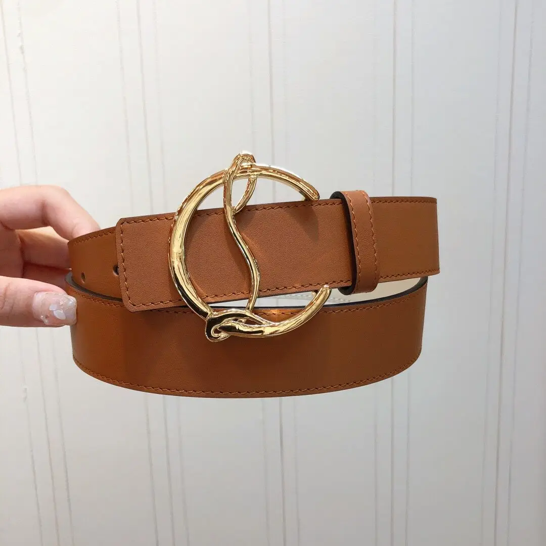 

Genuine Leather Brand Copper Buckle Reversible Waist Belts For Women