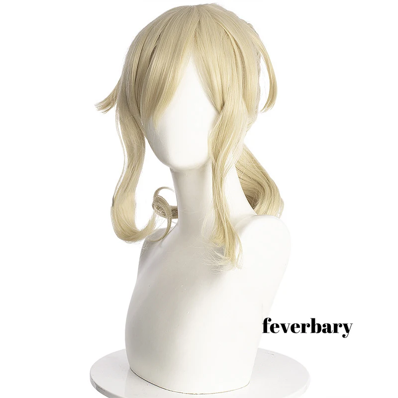 

Game Genshin Impact Cosplay Jean Wig Golden Ponytail Short Heat-resistant Fiber Hair Role Play Wigs