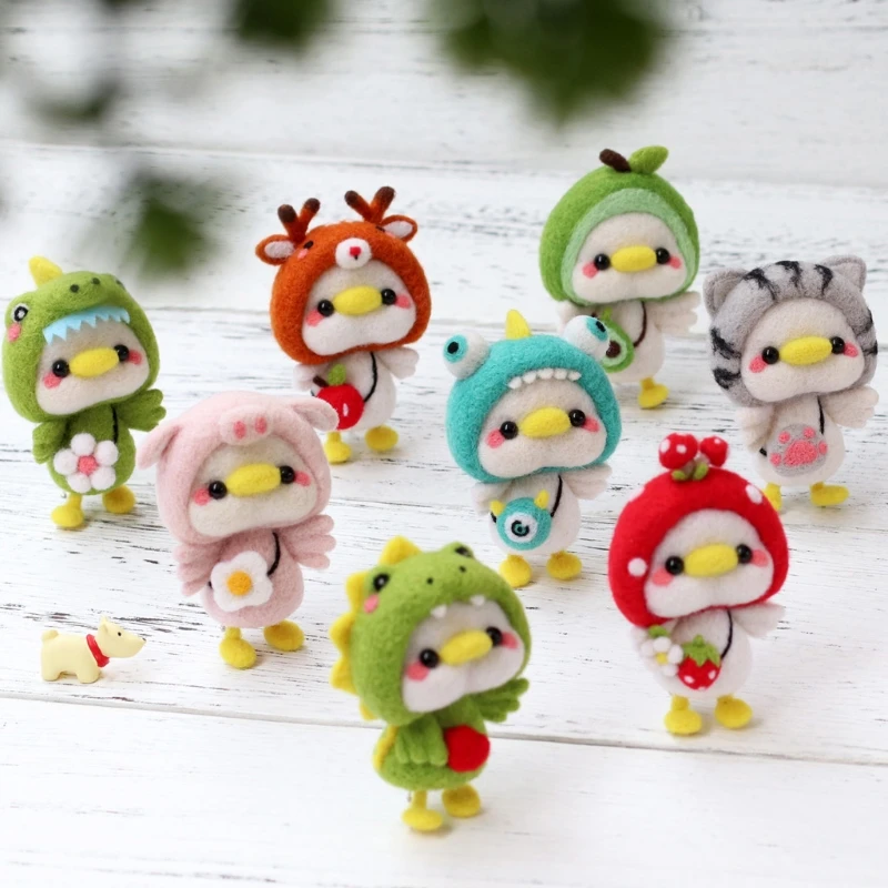 

Cute Animal Duck Wool Felt Doll Handmade DIY Unfinished Poked Knitting Package D0LD