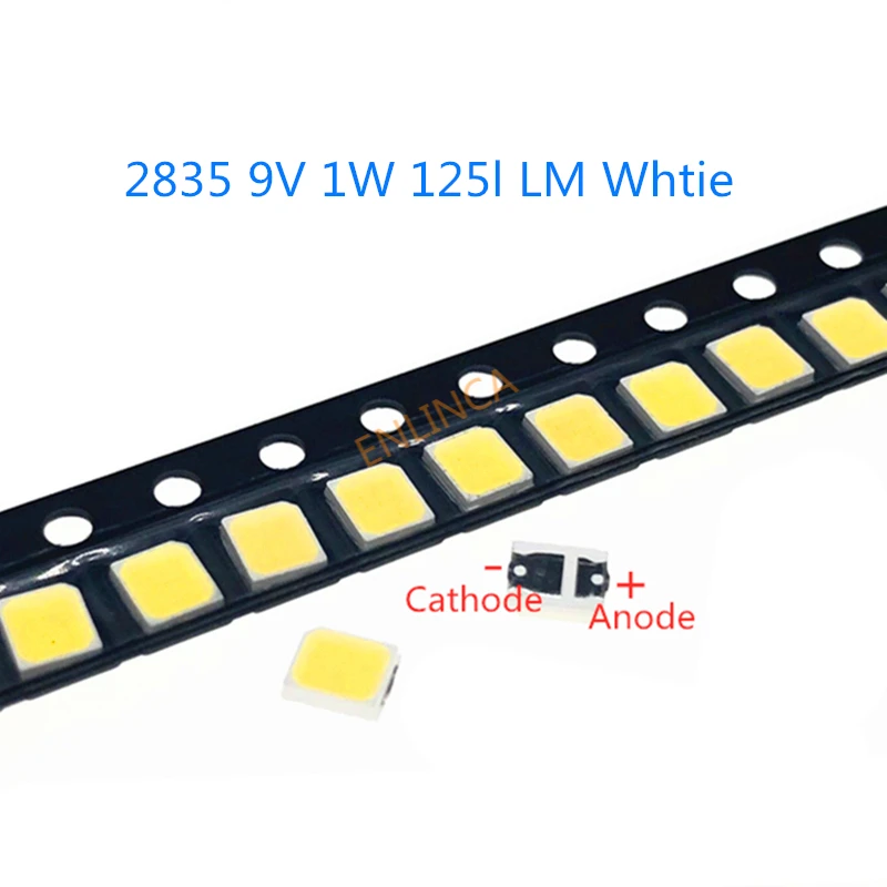Светодиодный чип SMD высокой яркости 50-1000 шт./лот 2835 125Lm 1 Вт 9 В 3000K 4000K 6000K 9000K Белый