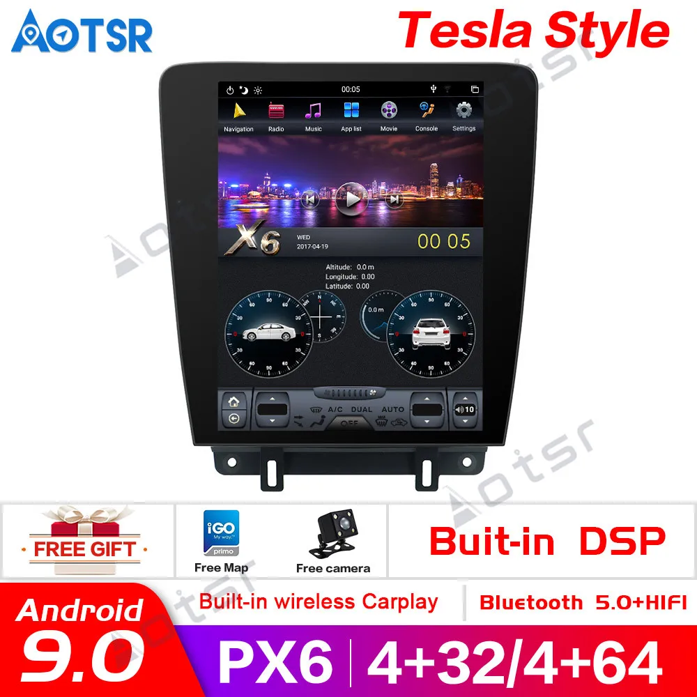 Сенсорный экран Tesla 9.0 style 4 Гб RAM Автомобильная GPS навигация для Ford Mustang 2010 2014