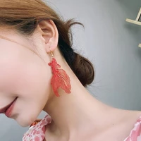 new fashion koi earrings red metal piece pendant earrings hollow big earrings for women gift jewelry accessories fish earrings