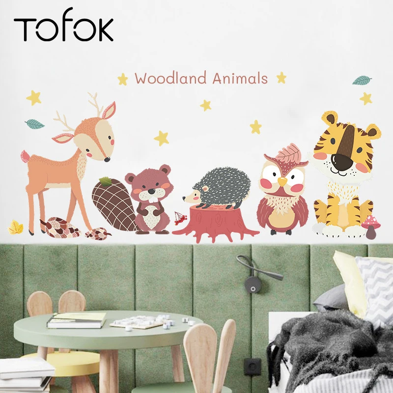 

Tofok DIY Лес животных стикер стены украшения дома ребенок детская комната искусство настенные наклейки мультфильм детская общежитие офисные ...