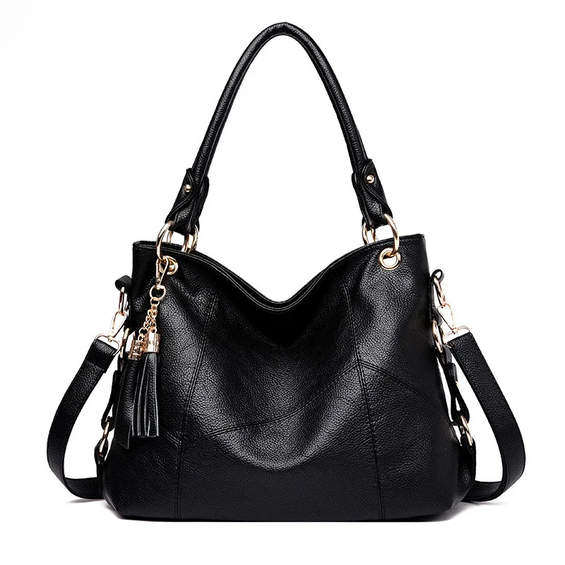 

Women Bag New Middle-aged Mother's Bag Fashionable Leather Handheld Single Shoulder Slant Sleeve with Large Bag Capacity Tassel
