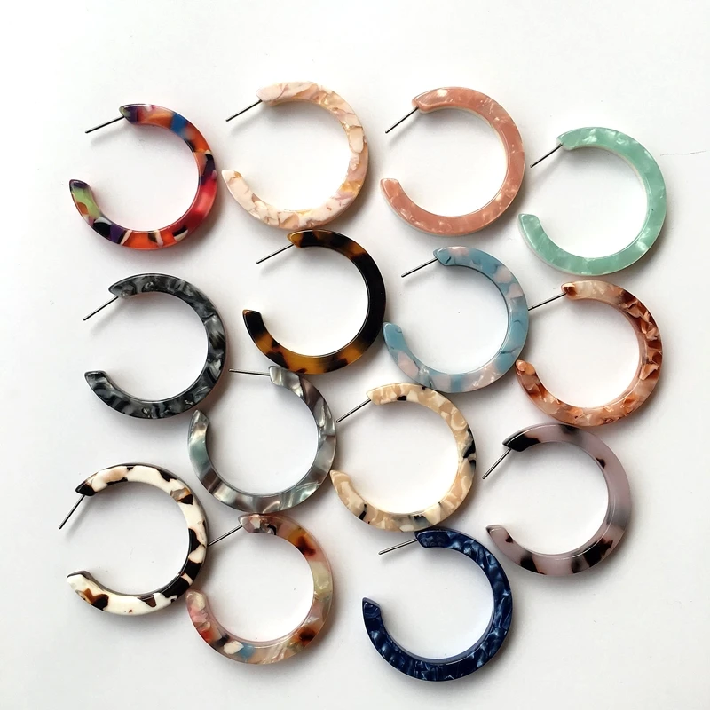 Серьги кольца UJBOX женские из ацетата эксклюзивные круглые ювелирные украшения с