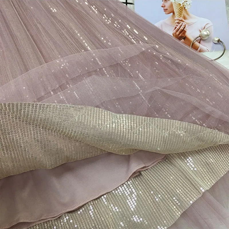 Женские плиссированные юбки с блестками весенне-летние двухслойные блестящие