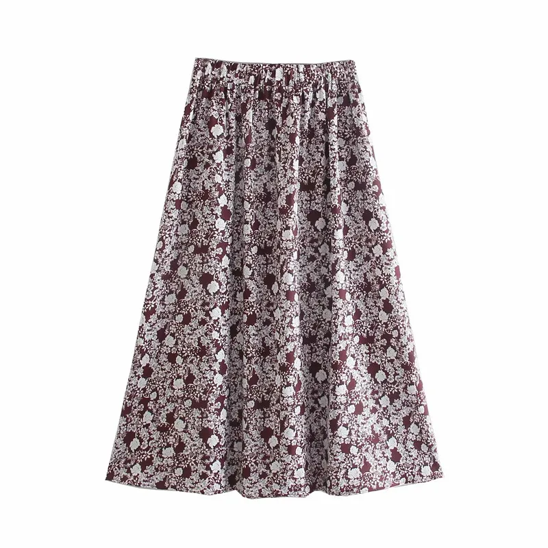 

PSEEWE Za Set Woman 2 Pieces Summer Skirt Suits Buckle Floral Print Strap Crop Top Women Sets High Waist Long Skirt And Top Suit
