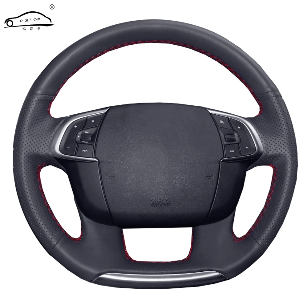 Чехол рулевого колеса автомобиля из натуральной кожи для Citroen C4 C4L 2011 2015