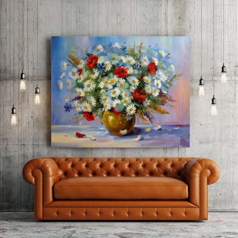 paint by number art painting numbers Small daisy white chrysanthemum yellow | Дом и сад