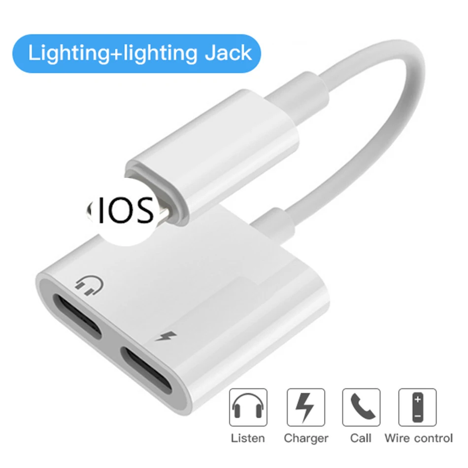 4 in 1 adapter Для Lightning to 3.5mm разъем для наушников аудиокабель конвертер адаптер Aux музыка для iPhone 7 8 X XR XS сплиттер для наушников IOS 12 - Цвет: 4 in 1 adapter