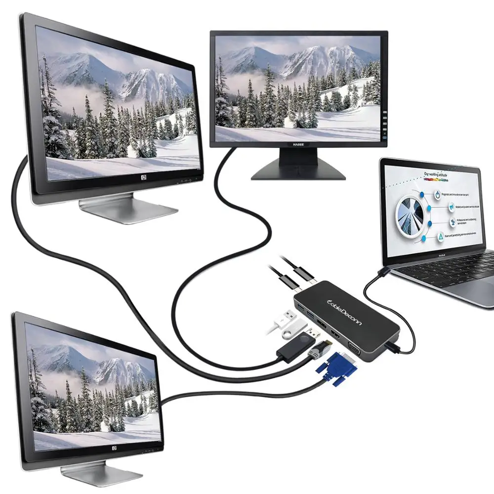 Адаптер Thunderbolt 3 Type C-HDMI USB VGA 0 | Электроника