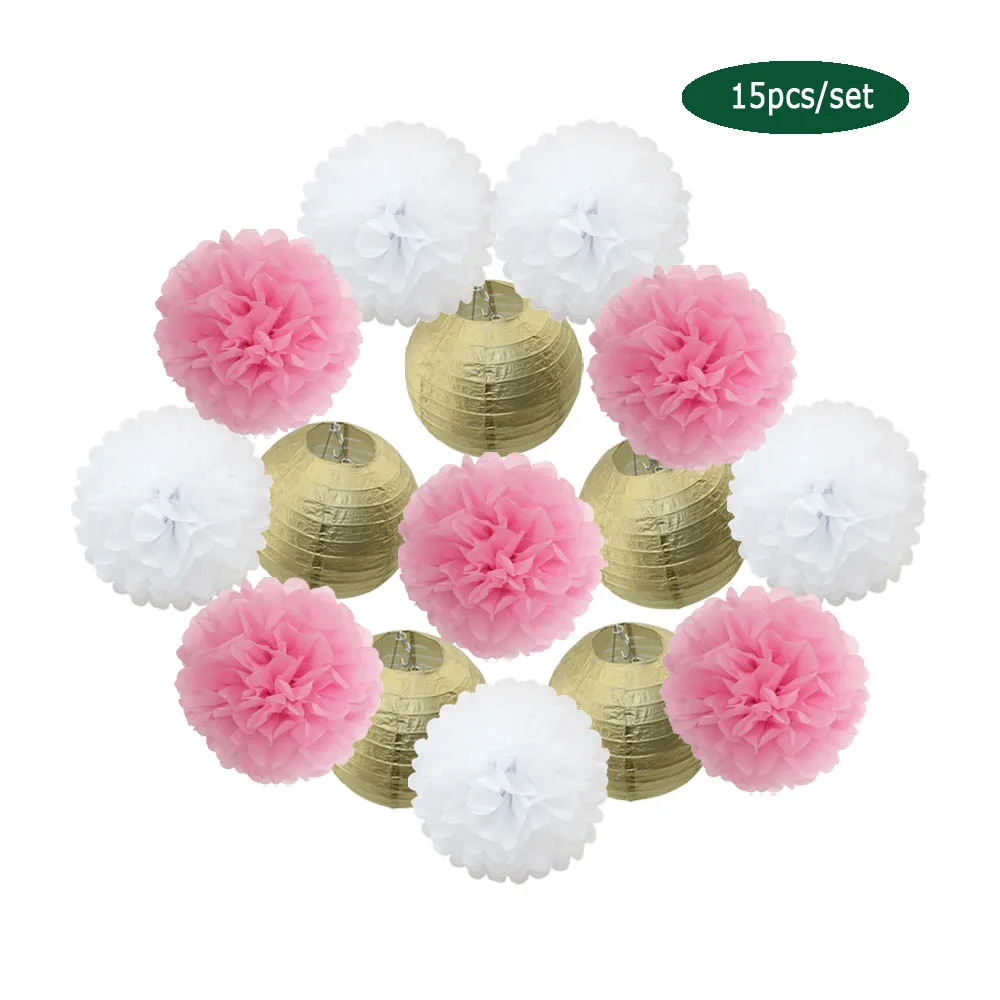 Праздничные украшения на день рождения круглые золотистые бумажные фонарики