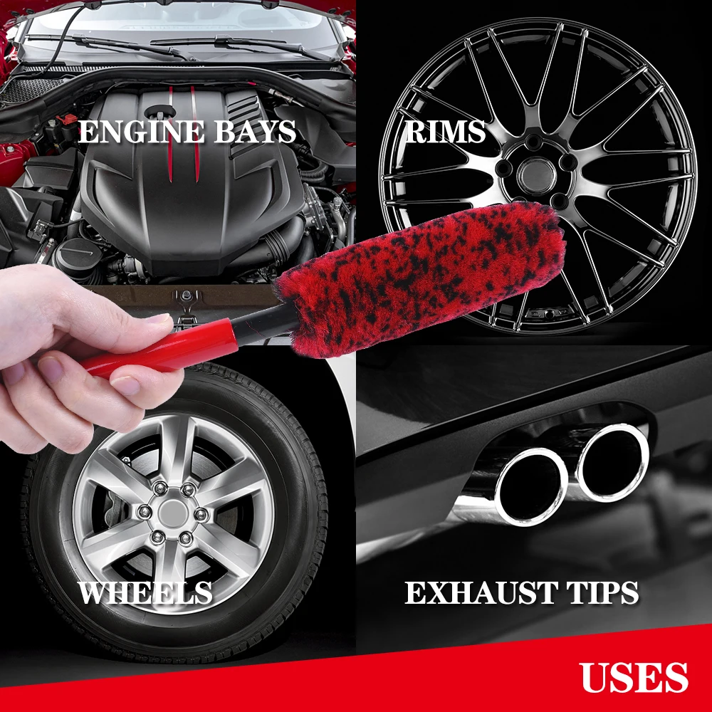 

QEEPEI Metal Free Synthetic Wool Wheel Brush Tire Woolies Soft Dense Fibers Clean Wheels Safely