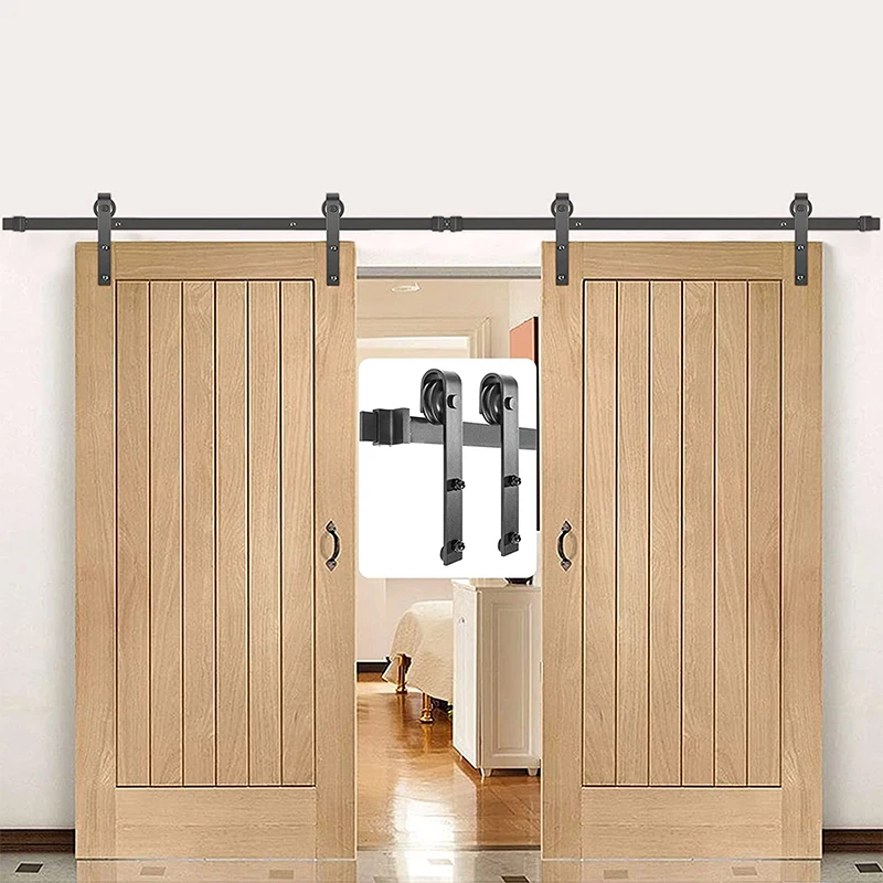 Sliding Barn Door Hardware Barn Door Kit Load-Bearing Double Barn Door Hardware Kit Carbon Steel Barn Door Track Darn Door