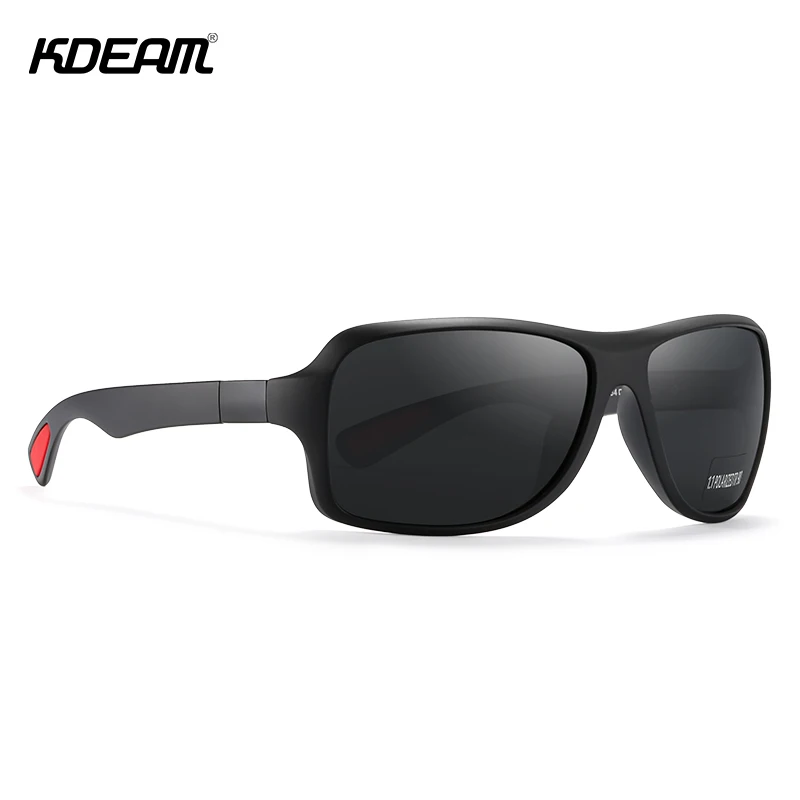 

KDEAM Oversized Men Sunglasses Sports Ultra Light TR90 Frame Polarized Sun Glasses With Hard Case + Cloth + Sticker + Manual