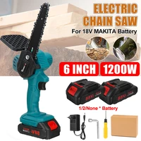 6 inch 88vf 1200w electric chain saw with battery pruning chainsaw cordless garden logging saw woodworking cutter power tools