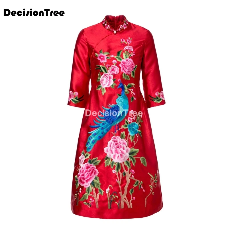 

2021 chinese dress wedding party cheongsam mermaid evening dress chinese style women elegant qipao sexy embroidery dress vestido