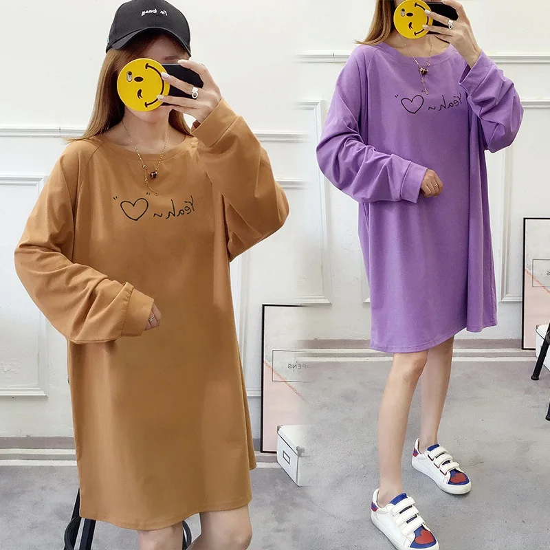 Женское Хлопковое платье с длинным рукавом свободное тонкое нижнее белье