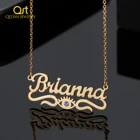 Ожерелья с именем сглаза на заказ, персонализированная табличка с голубыми глазами из нержавеющей стали, фотоаксессуары для женщин, рождественский подарок