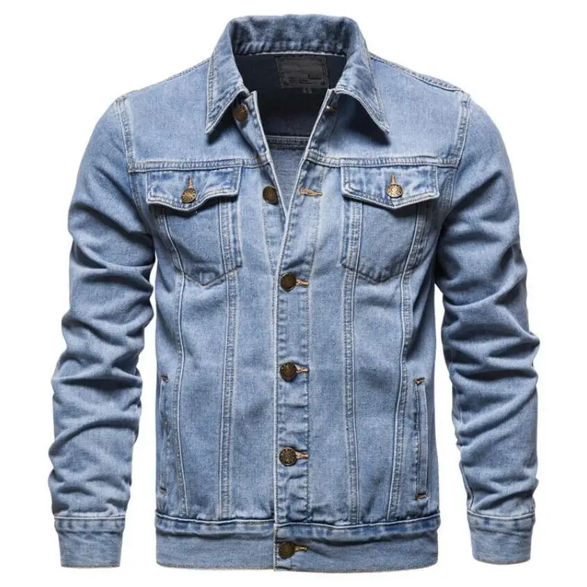 

Куртка мужская джинсовая однобортная, хлопок, пиджак с лацканами, повседневная приталенная, синяя, черная, 5XL, весна-осень