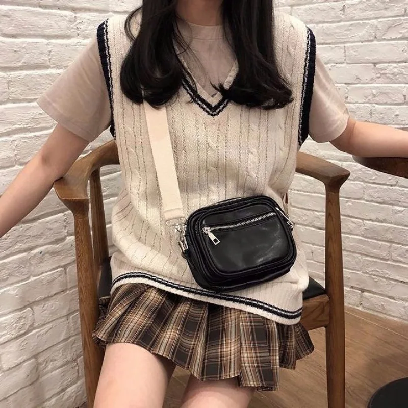 

Sleeveless Pullover Women Fashion Clothing Preppy Style V Neck Knitted Vest Sweaters Womens Patchwork Pullovers