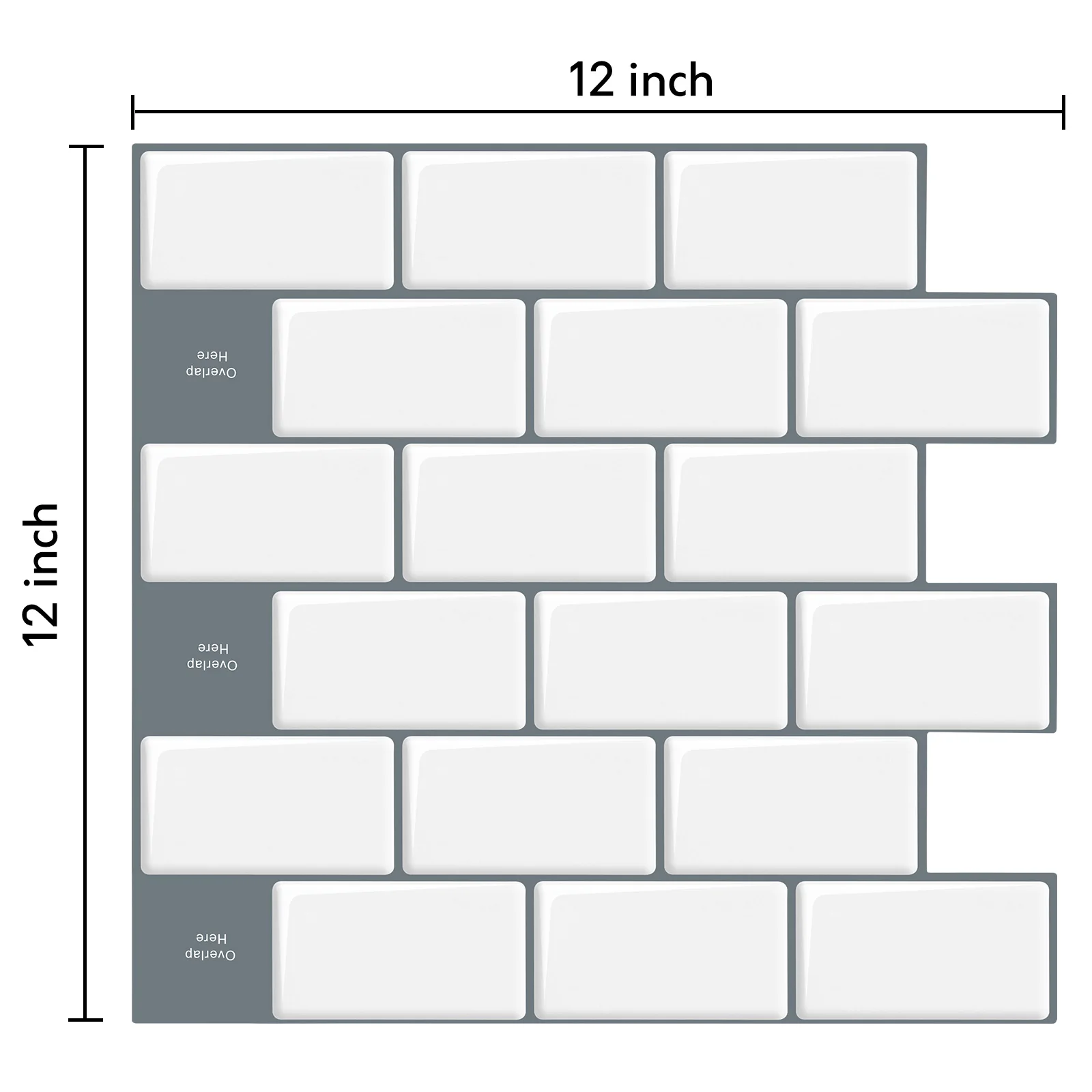 10 sheet peel and stick backsplash 12 in x 12 in subway self adhesive kitchen tiles mono white with gray grout free global shipping