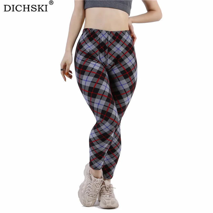 

DICHSKI Women Gym Yoga Pants Sports Legging Running Sportswear For Exercise Fitness Plaid High Waist Tight Activewear Clothes