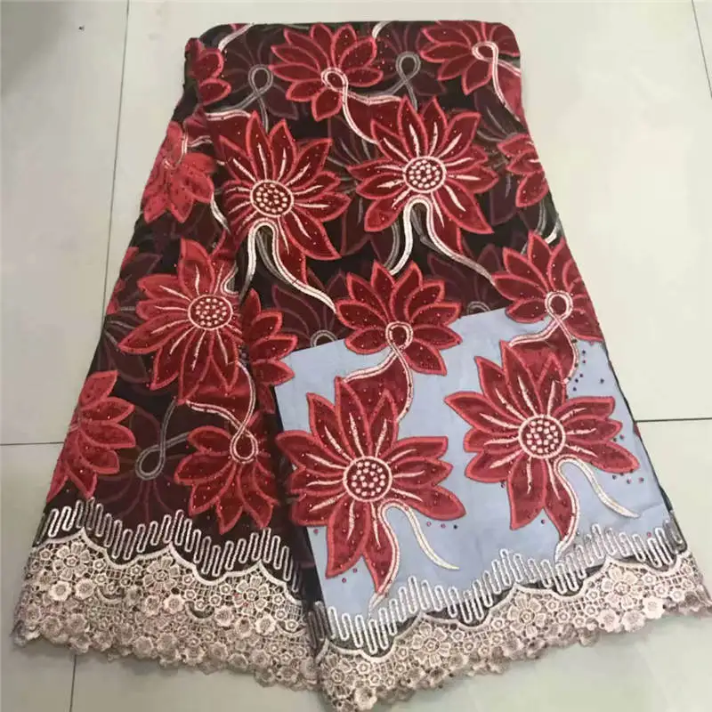 Последний Небесно Голубой французский Африканский кружевной ткани высокого