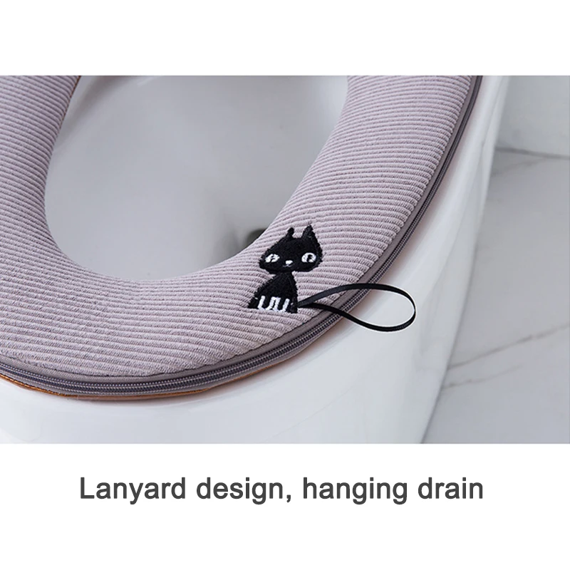 Теплый мягкий чехол для унитаза коврик сиденья на молнии мультяшный стиль