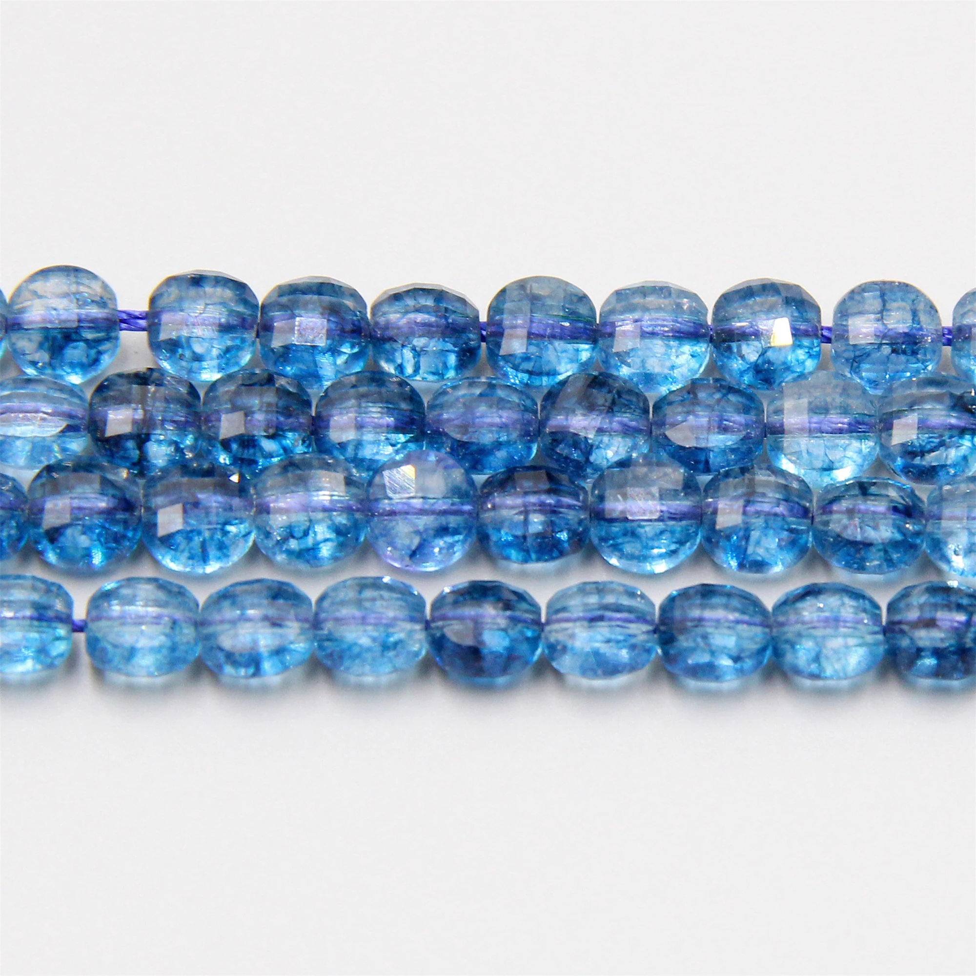 Натуральные круглые бусины из синего кварца плоские граненые для