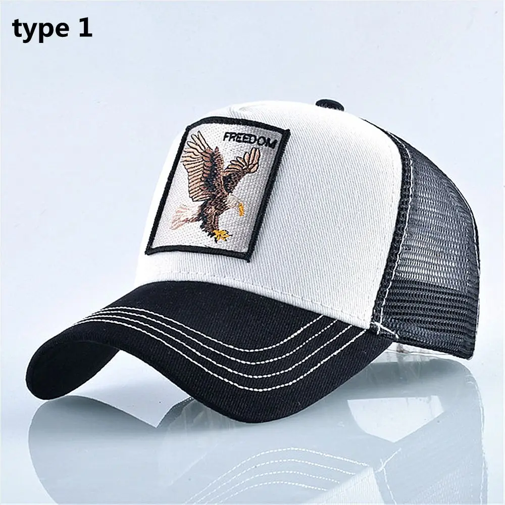 

Baseball Caps Men Snapback Hip Hop Hats With Animals Patch Streetwear lovers' Trucker Caps Women Breathable Mesh Visor Bones