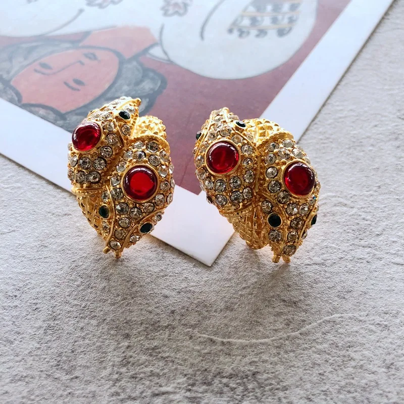 

Western 925 Silver Needle Plating Red Vintage Women's Earrings