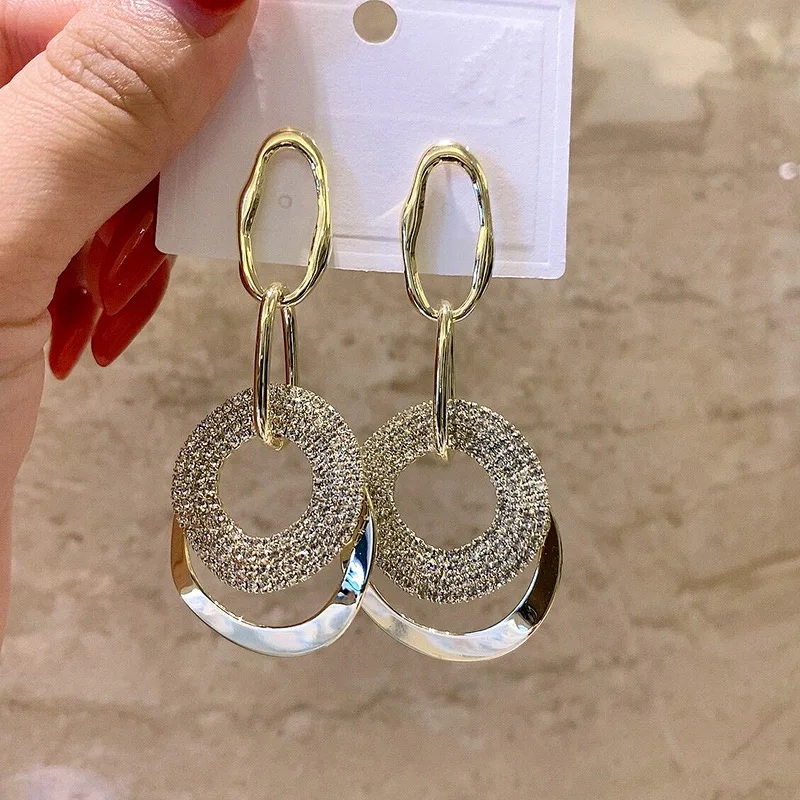 S925 Серебряные игольчатые преувеличенные модные серьги из настоящего золота с