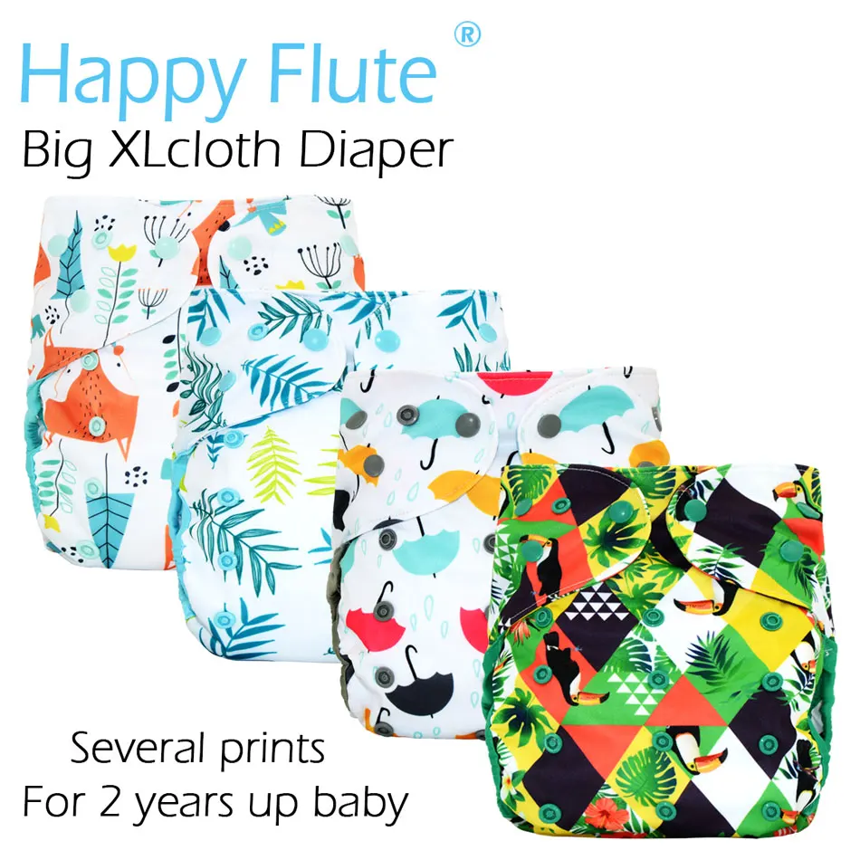 Happy Flute Big XL тканевый чехол для подгузников для ребенка 2 лет и старше, остающийся сухим внутри, регулируемый размер, подходит для талии 36-58 см