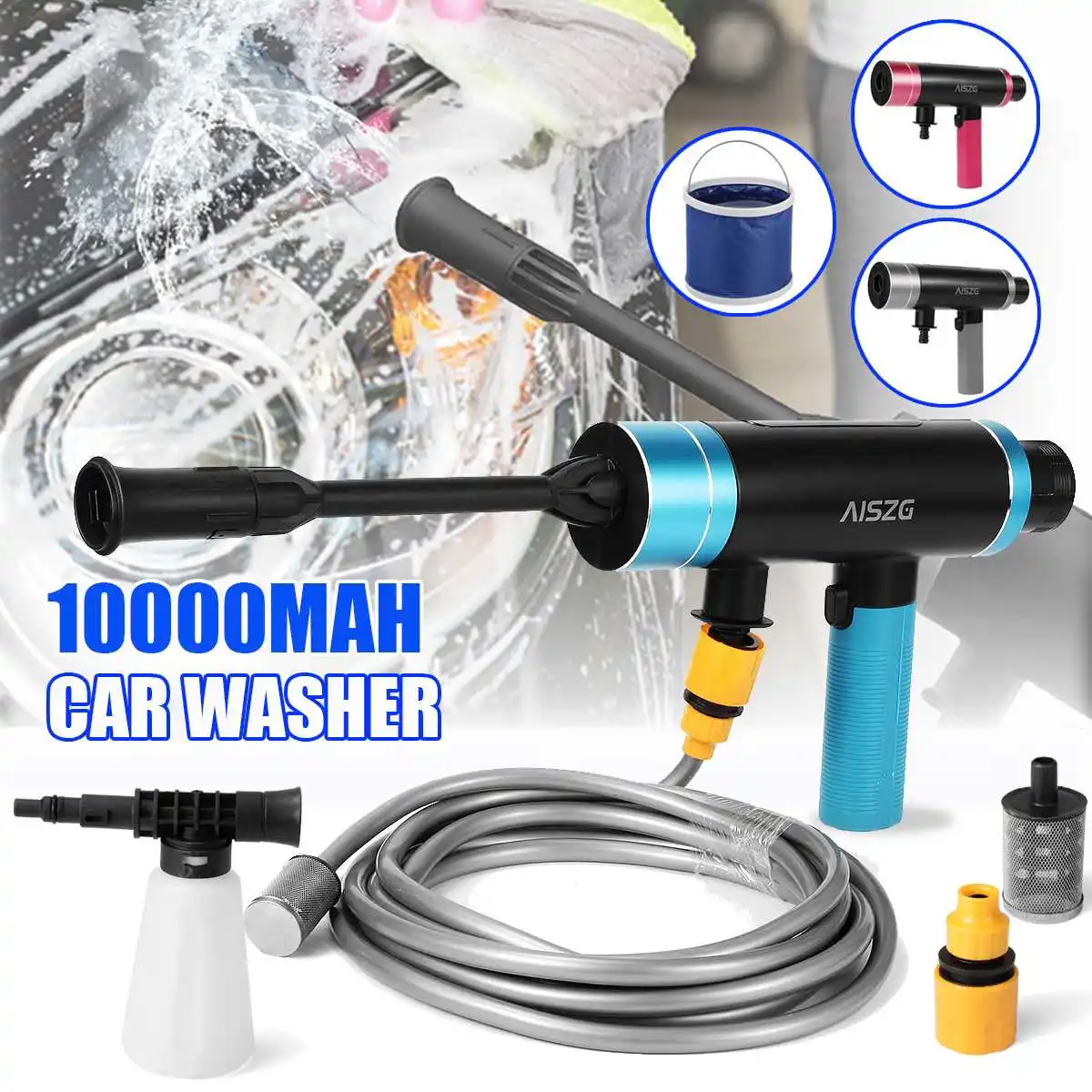 

High Pressure Car Washer USB Chargable Aluminium Alloy 10000mAh Battery Wirless Car Wash Water Gun Foam Generator Car Washer