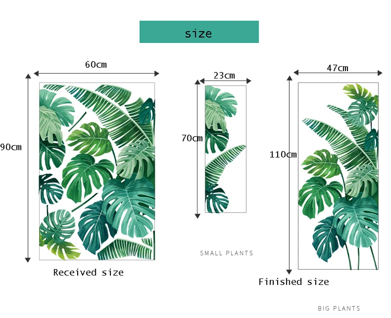 Tropical Plant Turtle Leaf Wall Sticker Fresh Beach Palm Leave Art Decal Door Wall Decoration for Living Room Kitchen Home Decor